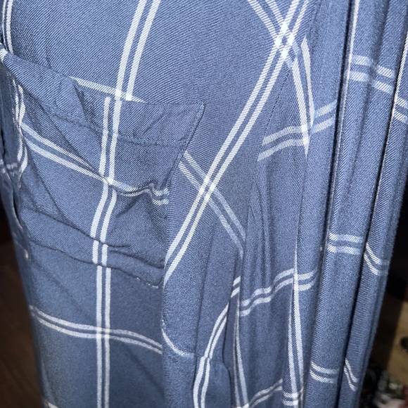 Est. 1946 Women's Plaid Tie Sleeve Shirt Plus Size 26/28W Blue White Top Button - Picture 5 of 10